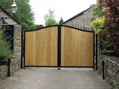 Gate T 14 Outward opening Automated Hardwood Bow Top Gates Barnsley,South Yorkshire