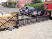 Gate 37 Decorative Diamond design  wrought iron cantilever sliding gate with vertical safety edges and GSM intercom Doncaster South Yorkshire 