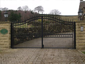 Gate 25 Outward opening Automated Wrought Iron Gates with Videx Intercom and Key pad Sheffield